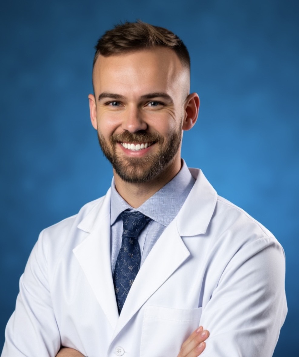 Dr. Dakota Vest, DC, smiling in a white lab coat